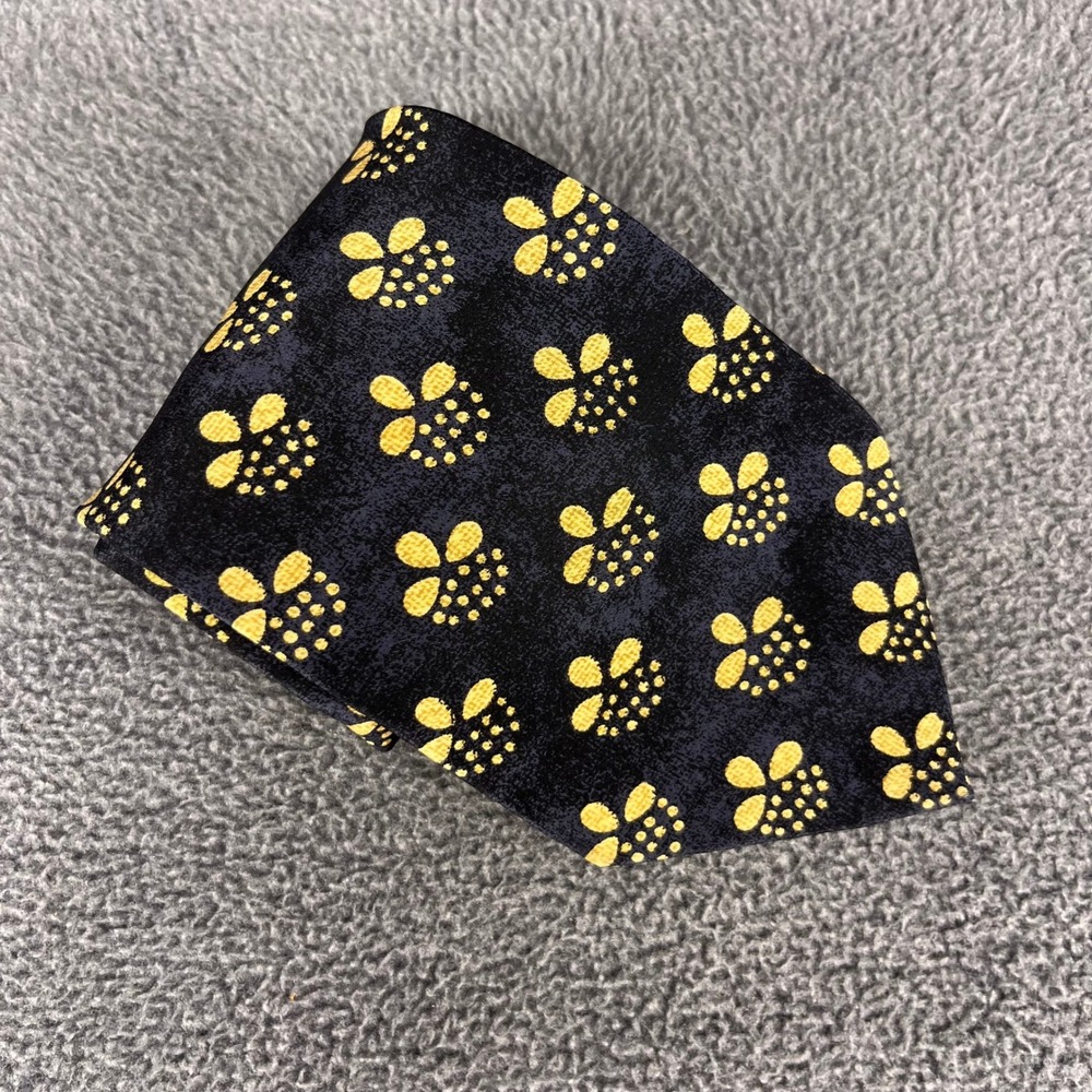 Giorgio Armani Cravatte Silk Tie Mens Black Yellow Floral Geometric Made Italy